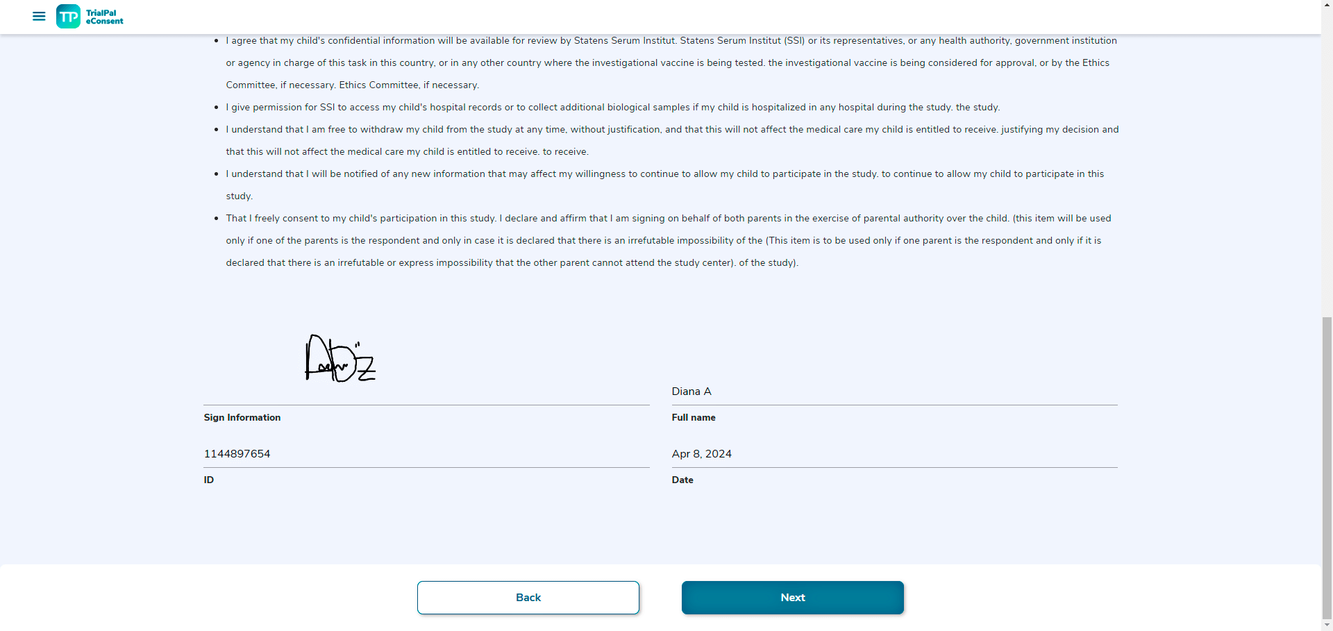 Electronic Signature TrialPal eConsent