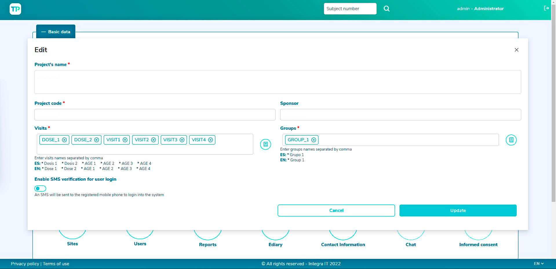 Participants Group Customization TrialPal Site