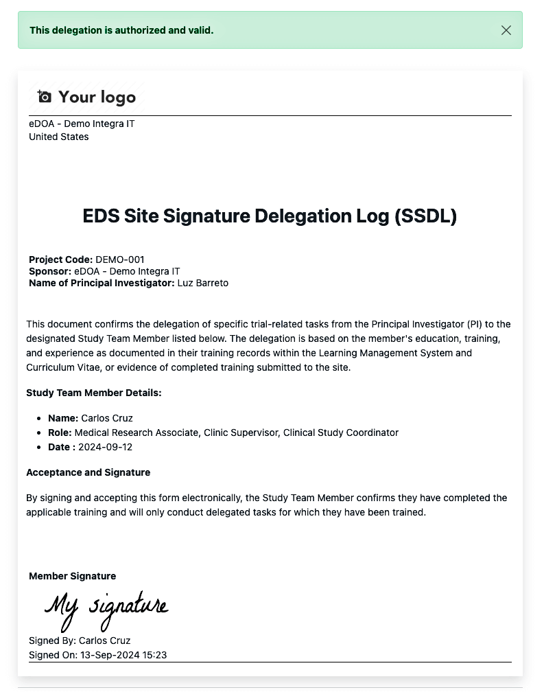 eDOA Electronic Signature